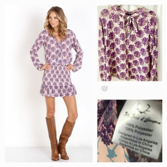 For Love & Lemons Clover Blouse Lilac Print‎ - Picture 1 of 2